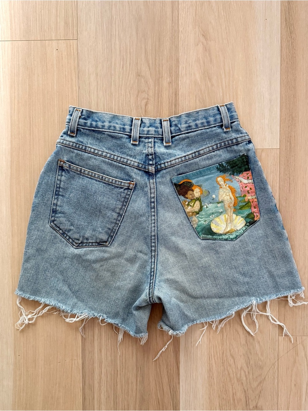 Vintage 90s Crossroads Venus Art Pocket Denim Cutoff Shorts